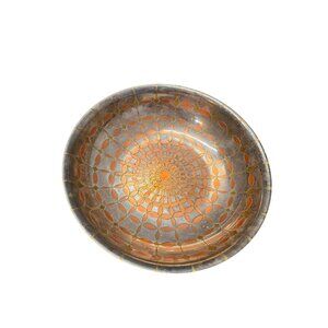 Reed and Barton Handcrafted Bowl Silver Brass Copper Geometric Design 9.5”